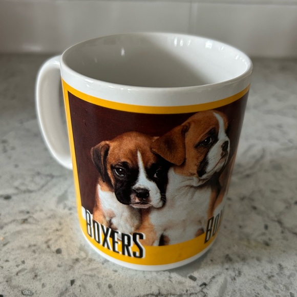 Vintage Boxer Dog Mug Brown Yellow - Picture 1 of 7
